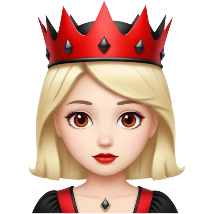 A beautiful girl wearing a black and red outfit with a black crown  emoji