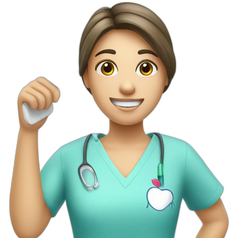 dentist girl with a toothbrush in his hand emoji
