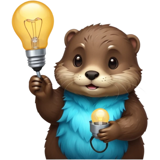 otter holding one lightbulb emoji