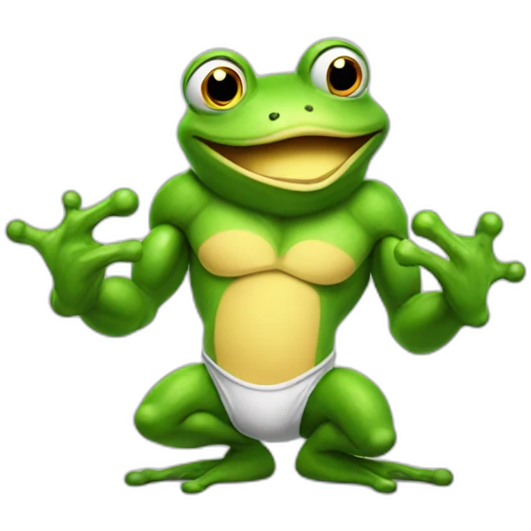 Very Muscular fitness frog doing chemistry emoji