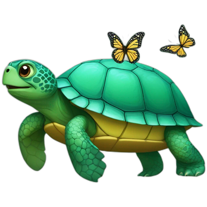 Turtle with butterfly  emoji