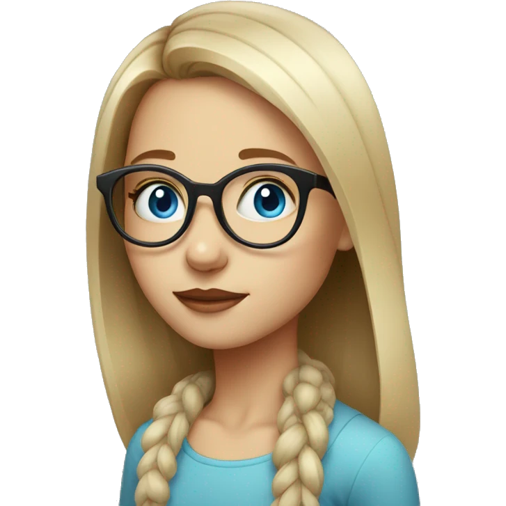 girl in round glasses portrait blue eyes emoji