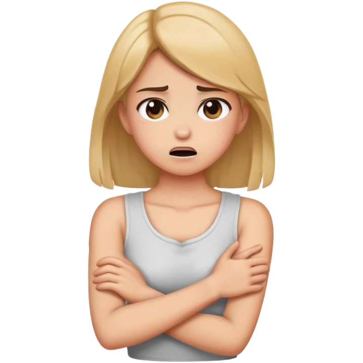 Girl arm crossed over her chest chocking her neck angrily emoji