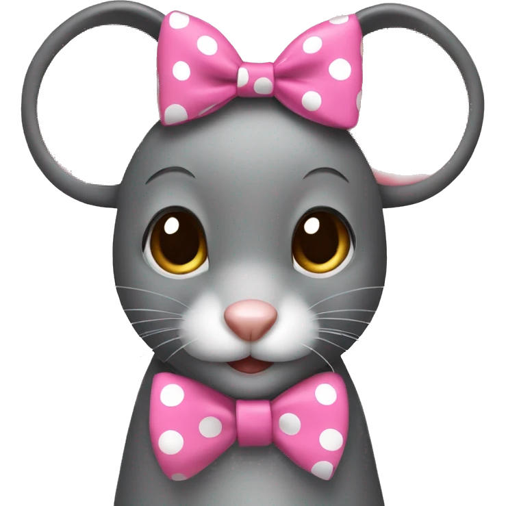 Girl mouse animal with pink polka dot bow on head emoji