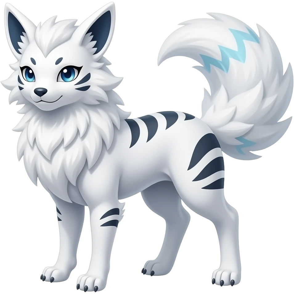 Cool Pretty Ethereal Absol-Trico-Zorua-Manectric-Litten-Fakémon-hybrid full body emoji
