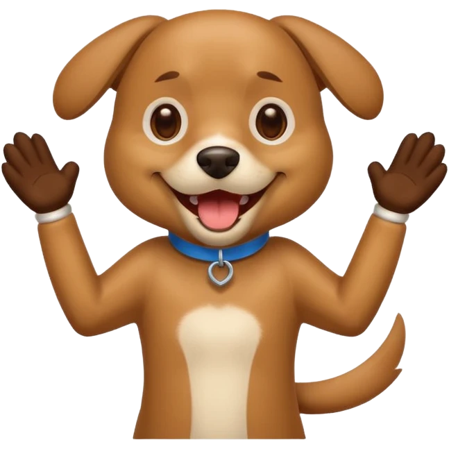 Brown and tan dog cheering emoji