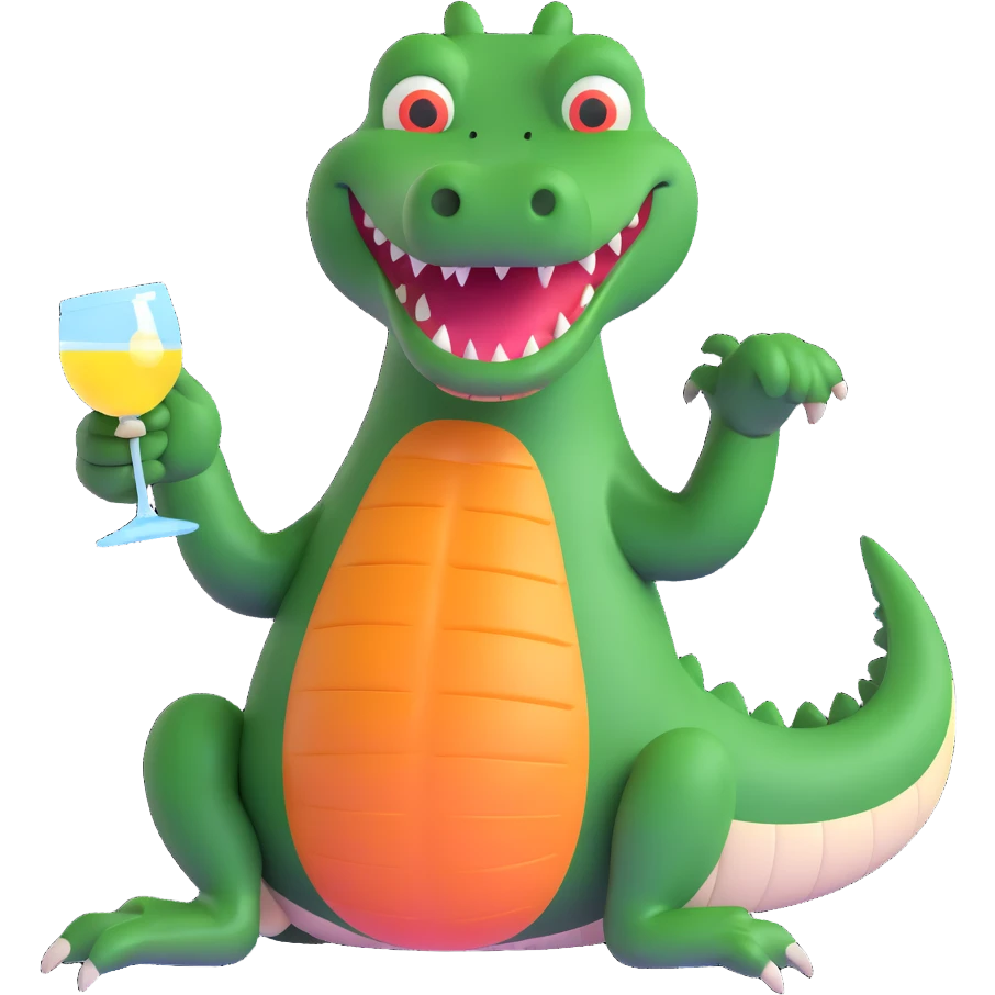 drunk crocodile with spinning eyes emoji