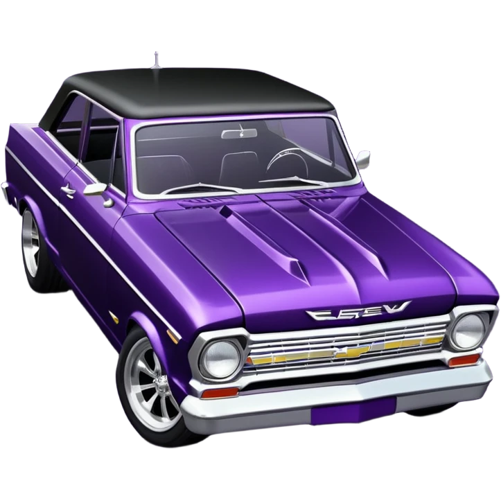 futuristic midnight-dark-purple stealthy black metallic 1965 Chevy Nova SS street rat rod  understated  emoji