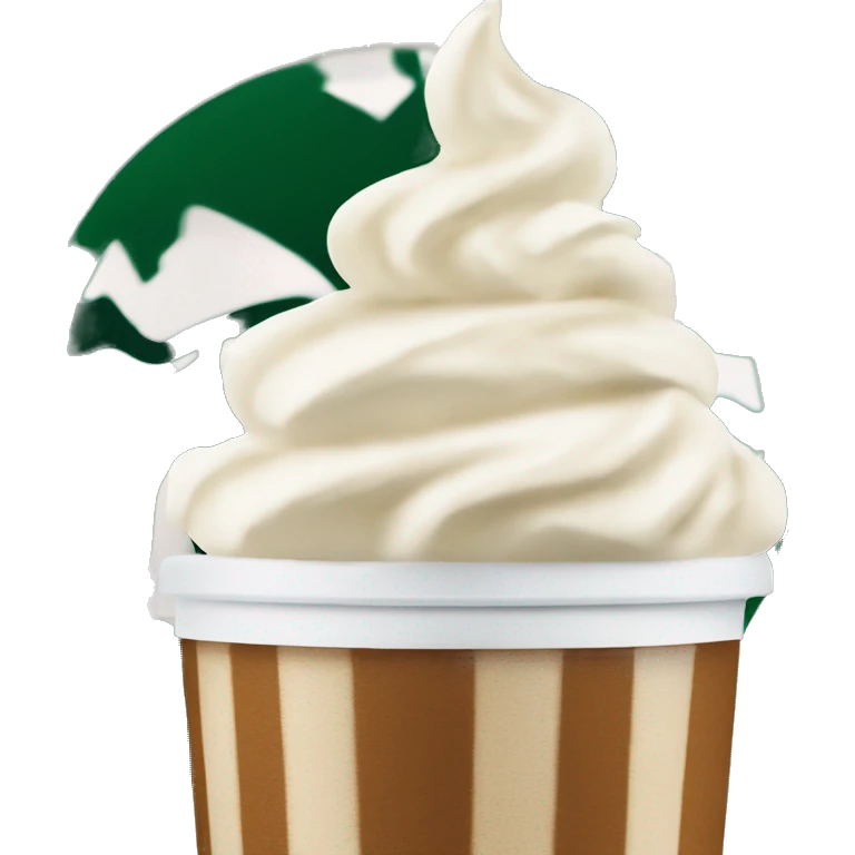 Coffee with whipped cream in a Starbucks cup emoji