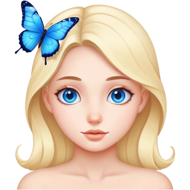 Girl with blue butterfly emoji