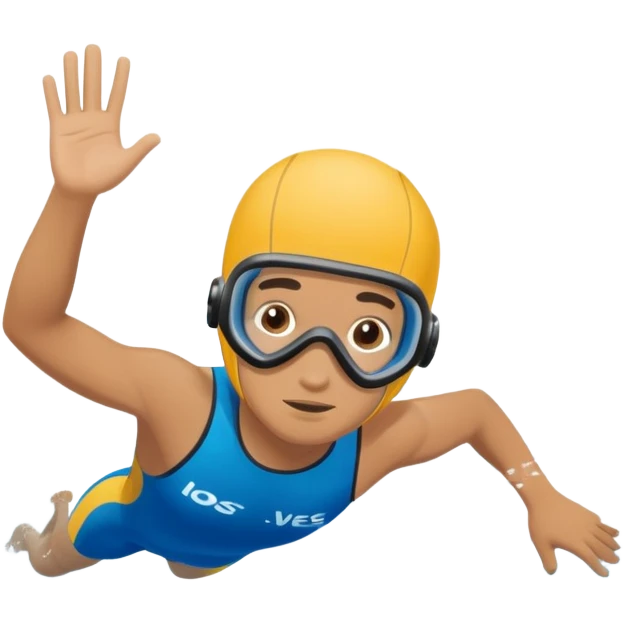 determined pool diver dives into a pool of confidence blue water  emoji