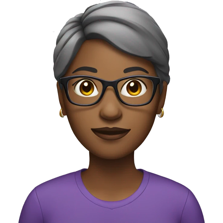 a black woman with glasses and a purple shirt emoji