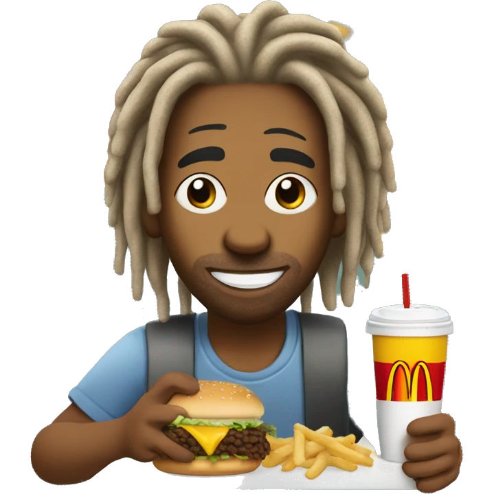 Man with dreadlocks eating McDonald’s emoji
