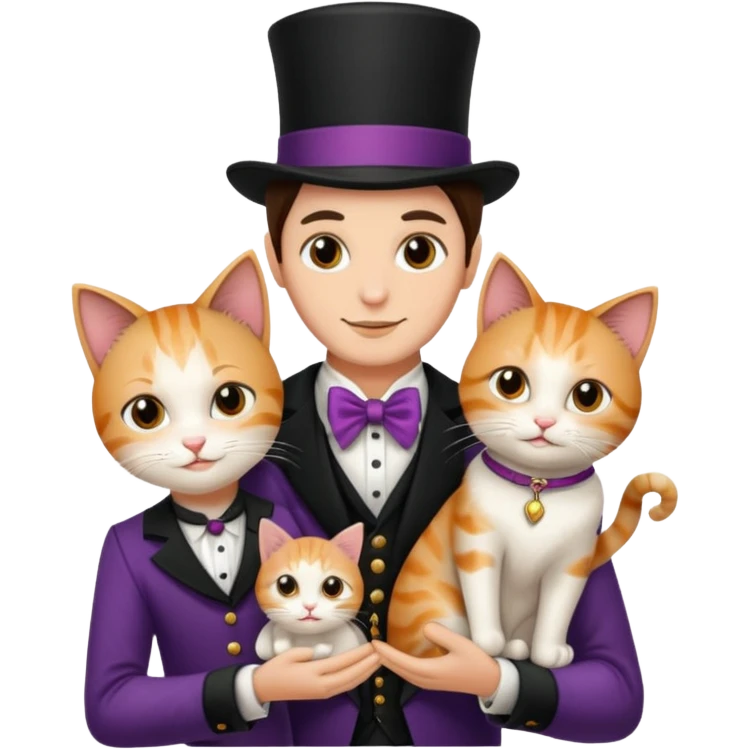 magician couple and their pet cat emoji
