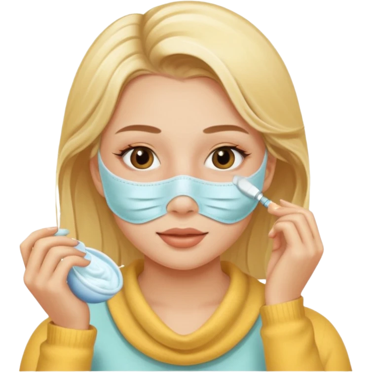 Una chica rubia haciendo skincare emoji