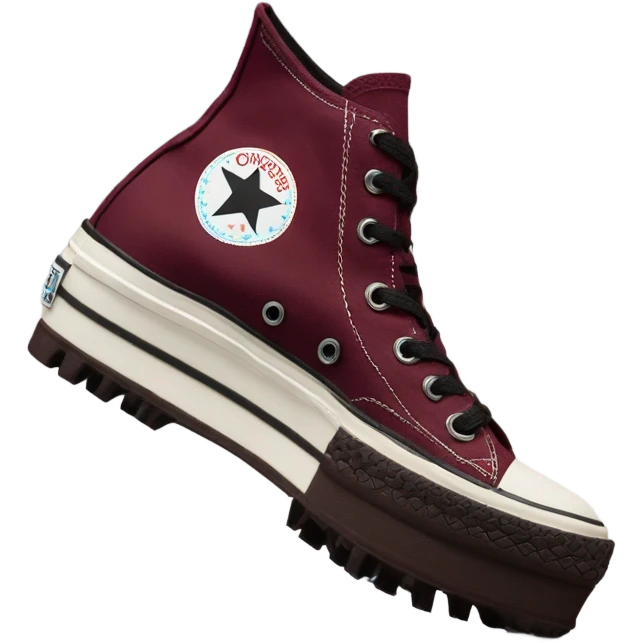 Burgundy converse platform run star hike  emoji