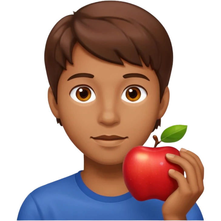 I want you to create an emoji of a SPANISH SERGEANT ,  He should be a young guy with brown hair, brown eyes, his skin color like he’s tan and he’s eating an apple  emoji