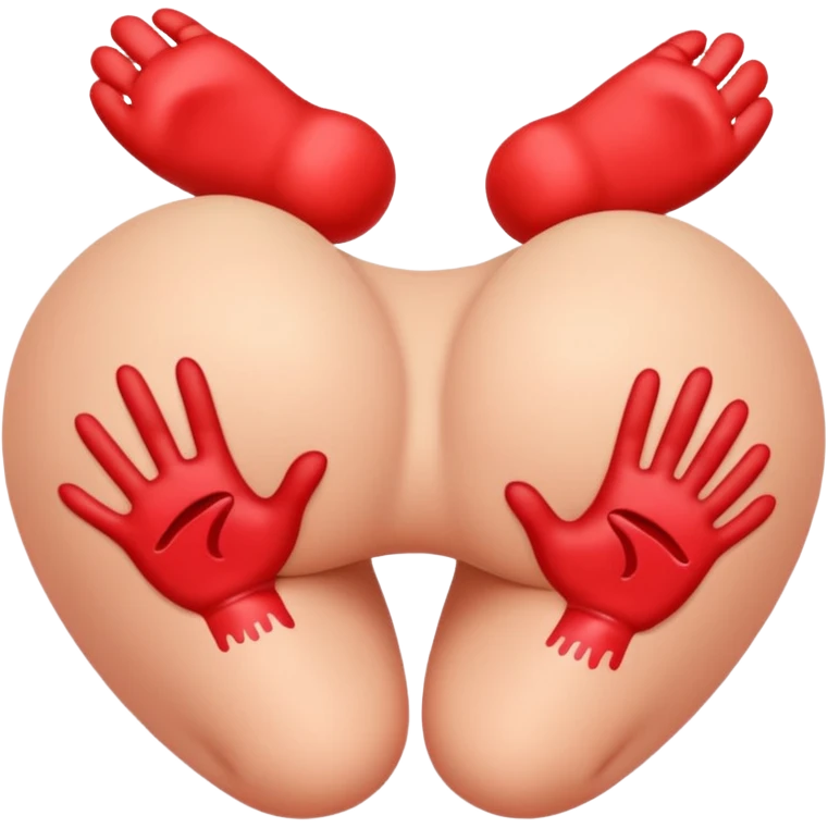 Booty peach emoji with red hand print like a spankinging emoji
