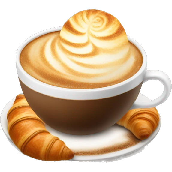 Cup of cappuccino with croissant emoji