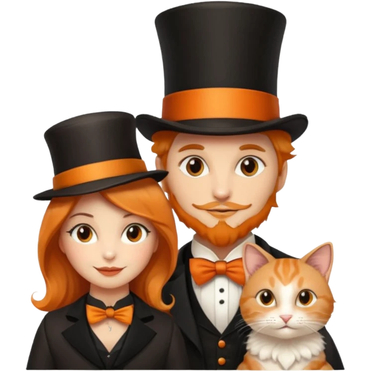 magician couple and their pet cat emoji