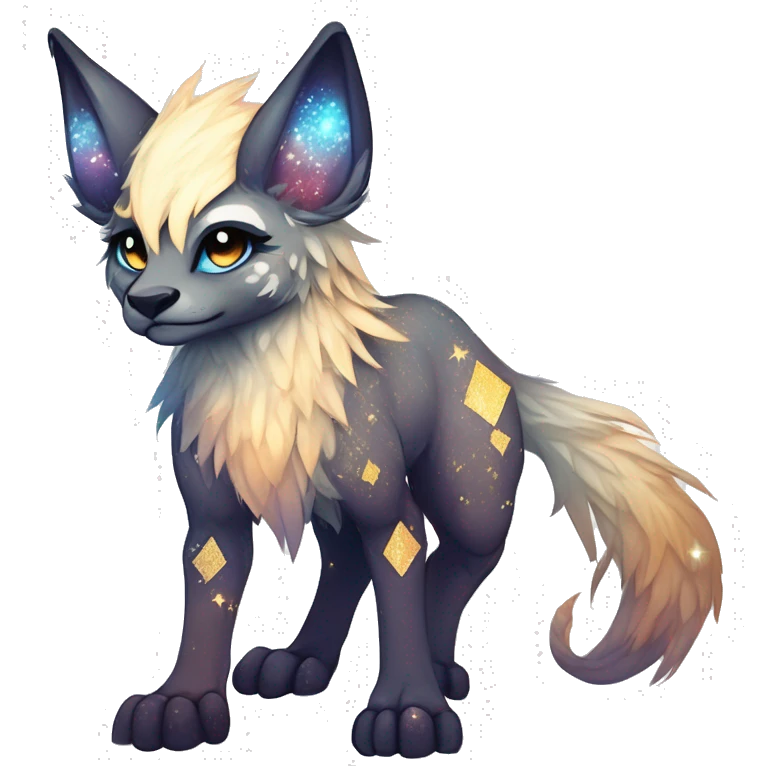 Cool cute Kawaii edgy ethereal futuristic modern epic fantasy animal sparkle fursona Fionbri creature by griffsnuff & LiLaiRa & Falvie full body emoji