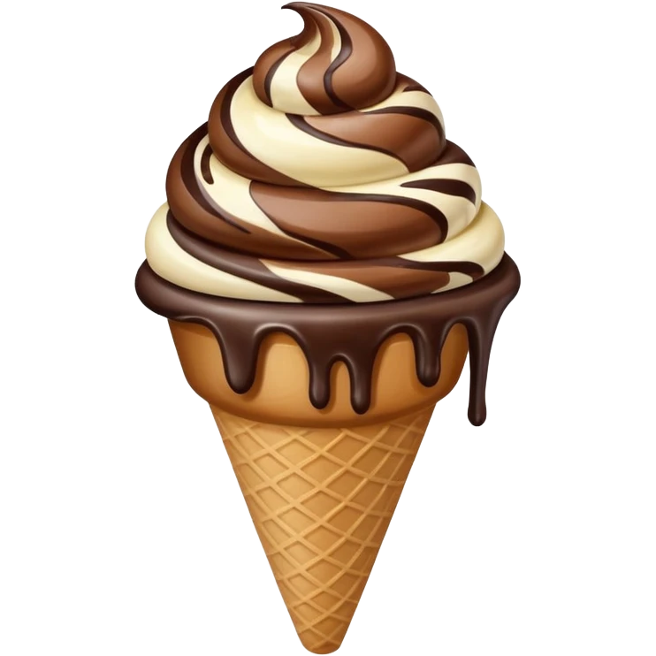 melted white and dark chocolate ice cream emoji