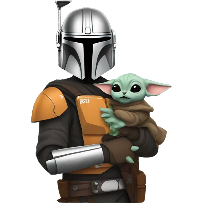 Mandalorian holding grogu emoji