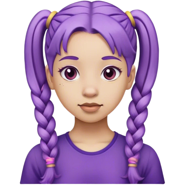 purple pigtails hair  emoji