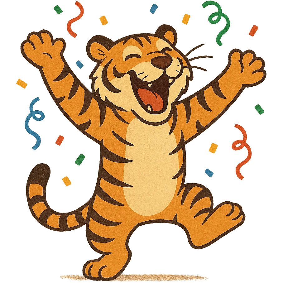 tiger celebrating, variation 7 emoji