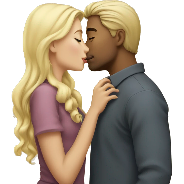 Blonde girl kisses a man emoji