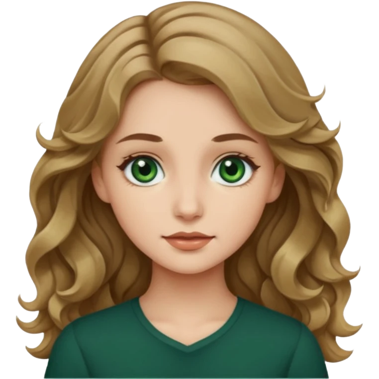 chica ondulada con ojos verdes oscuros blanquita de piel y pelo rubio oscuro emoji