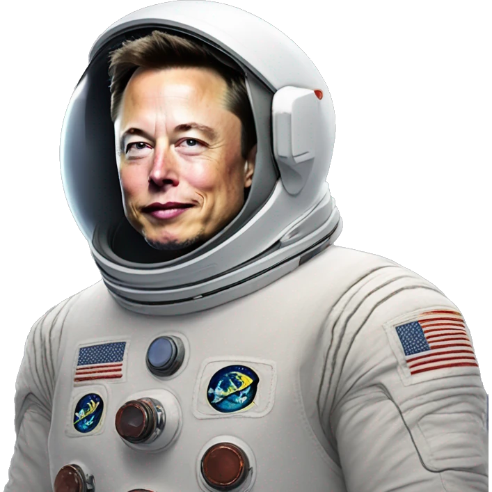  Elon Musk on moon rocke emoji