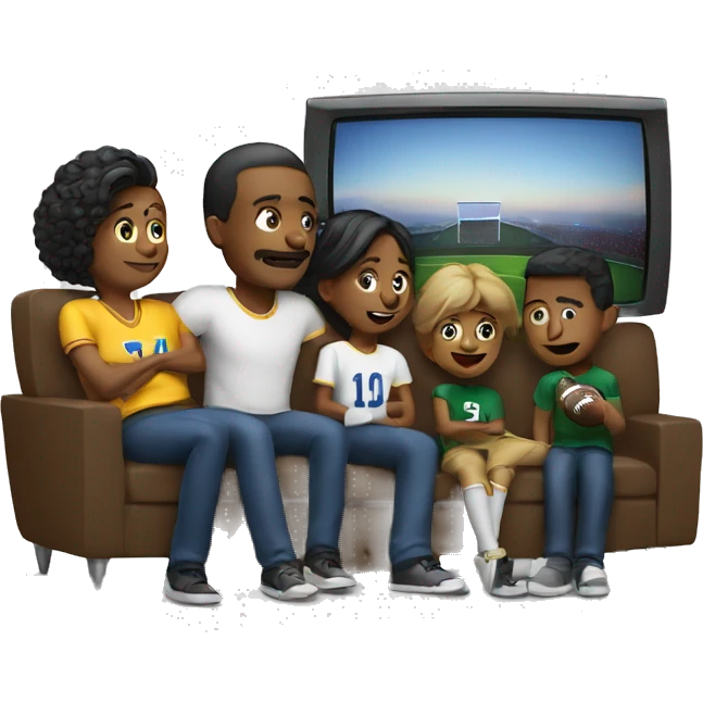 family watching football team tv emoji