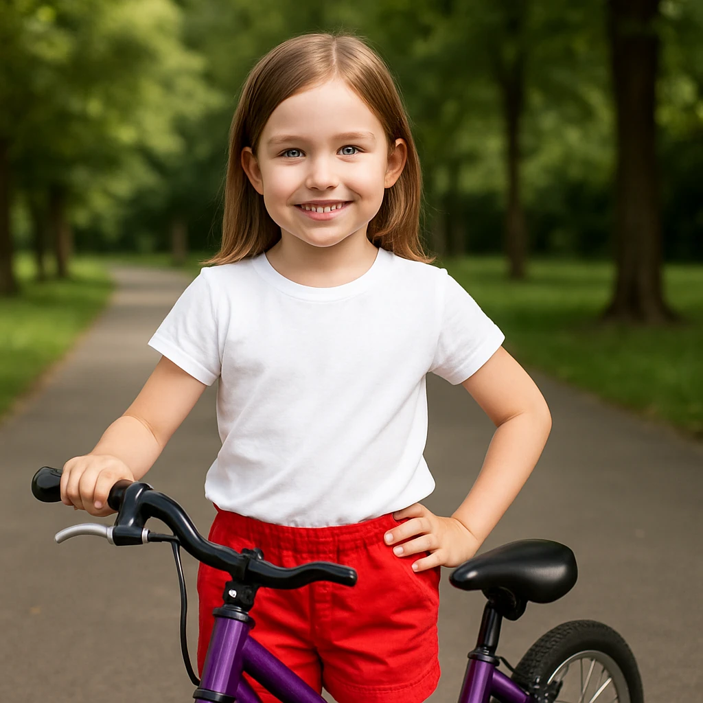 Make the girl's outfit red shorts and a white short-sleeved t-shirt emoji