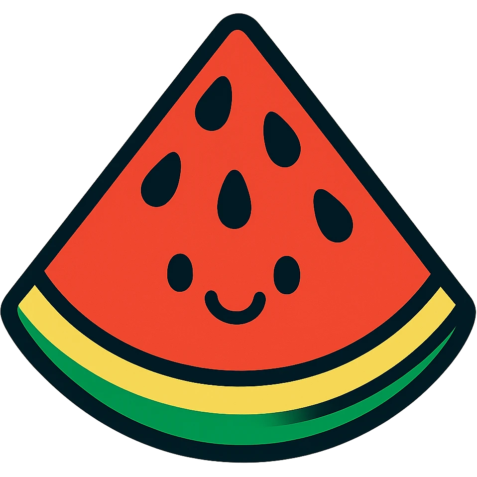 summer watermelon slice with seeds cheerful bold style emoji