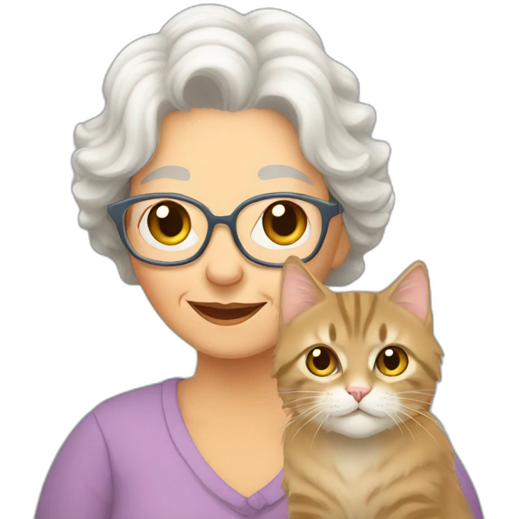 grandma with siberian cat emoji