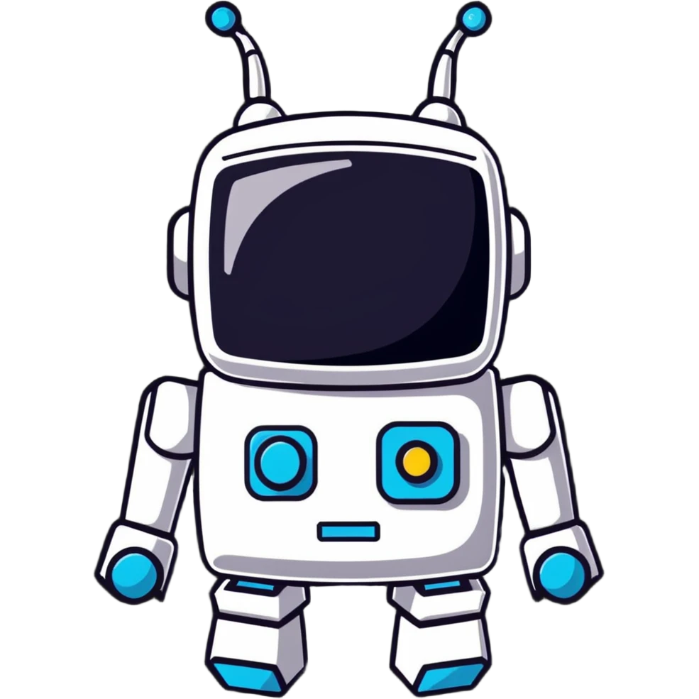 Retro-futuristic robot with a boxy head and antennas emoji