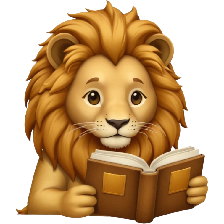lion reading a book emoji