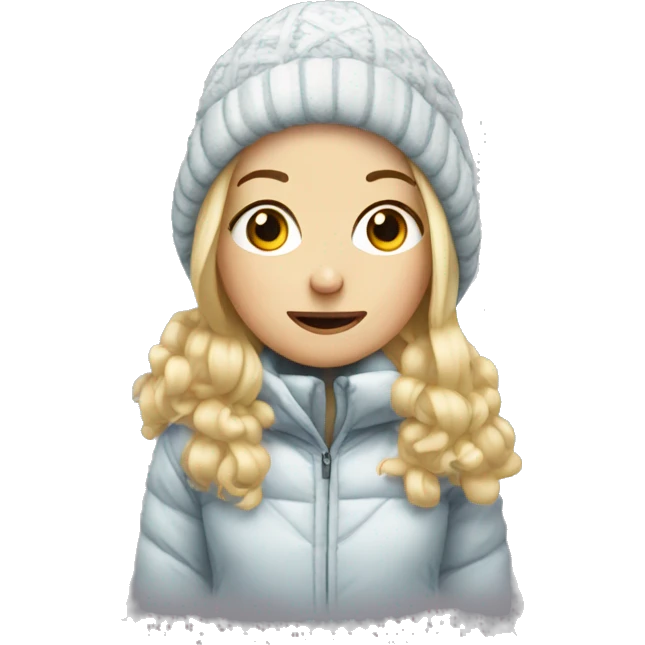 Blonde girl with weird winter clothing emoji