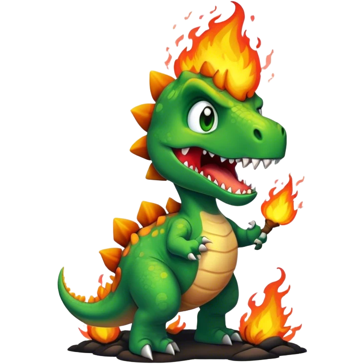 angry office dinosaur in a fire emoji
