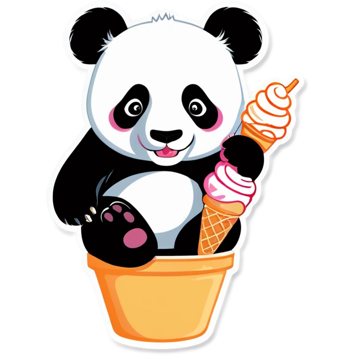 Panda eating ice cream emoji