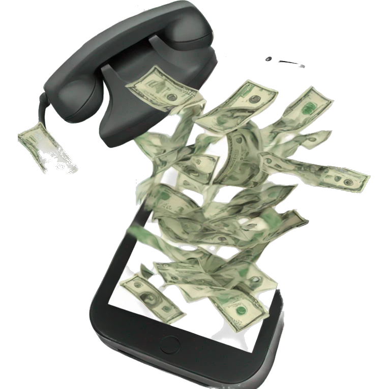phone with dollar bills flying out of the screen emoji