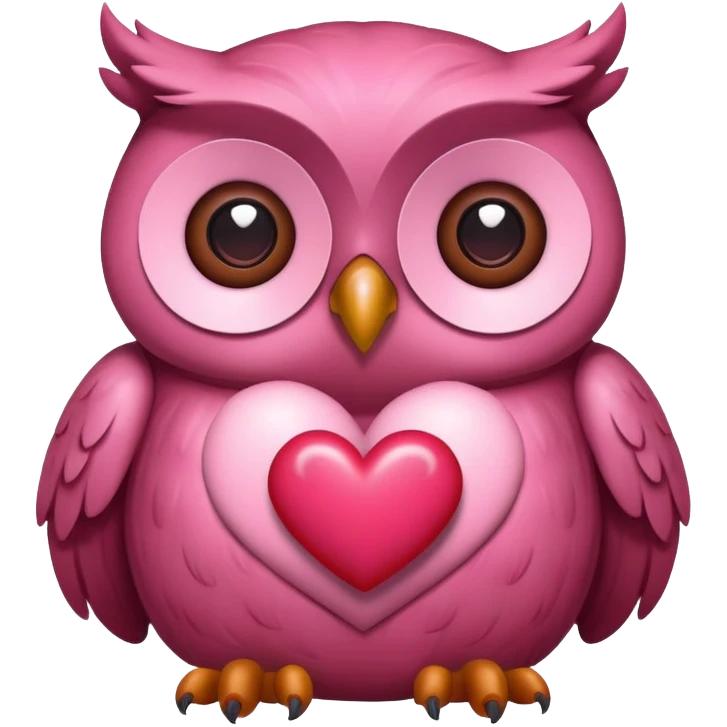 a pink owl in love with a bear, heart eyes, romantic emoji