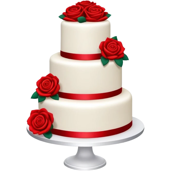 Solid red wedding cake with red roses, all elements red colored emoji