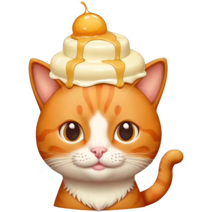 orange cat with a pudding on its head emoji