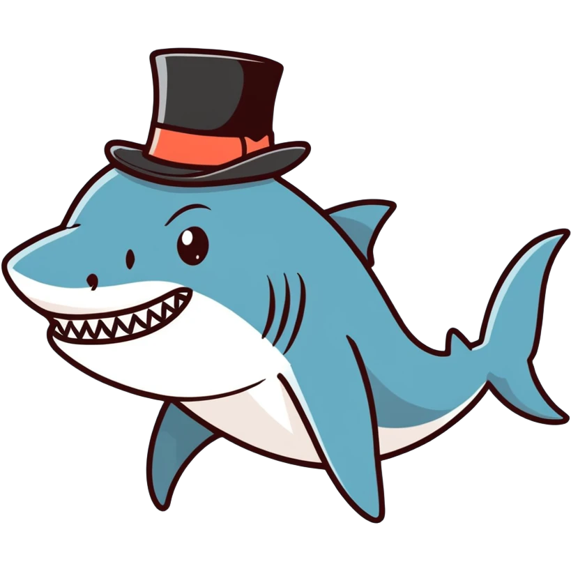 Shark with a top hat emoji