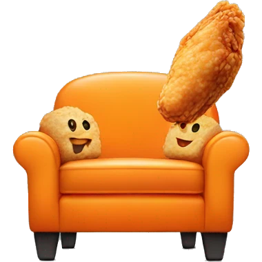 Smiling orange chair eating fried chicken emoji