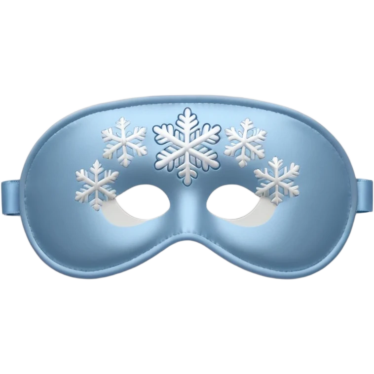 emoji of an isolated silky sleep mask with a small embroidered snowflake pattern, no eyes, no face, no character features, smooth satin texture with gentle shine, pastel grey-blue color, soft rounded shape, cozy winter pajama mood, soft shadows emoji
