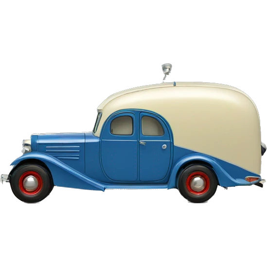 hot rod caravan,1935 with trailer, blue  emoji
