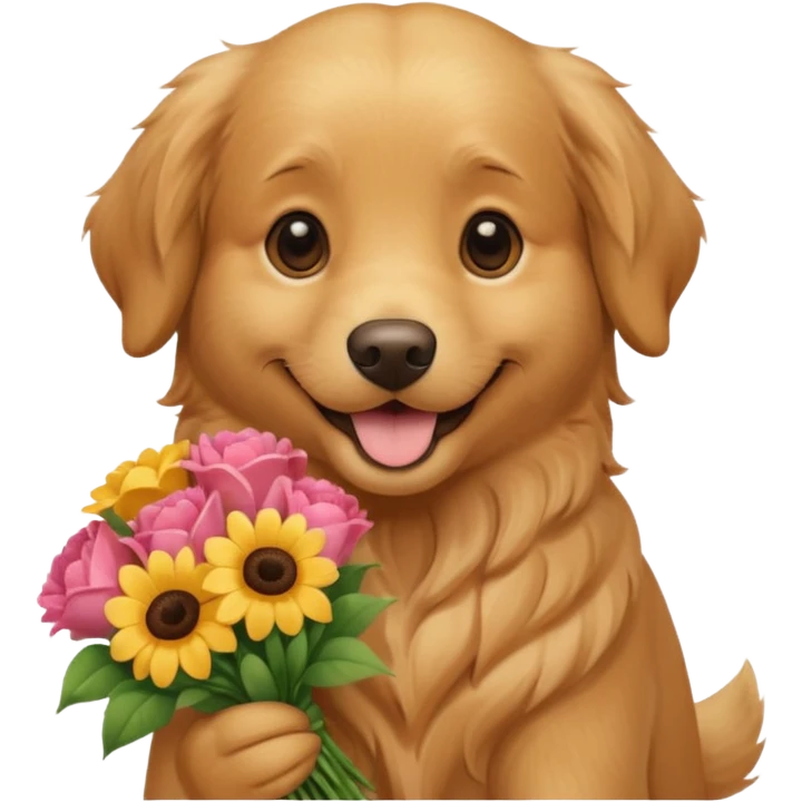 dog holding flowers emoji